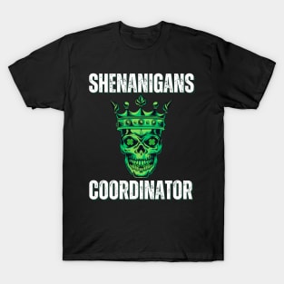 Shenanigans Coordinator - Green Skull Wearing A Crown T-Shirt